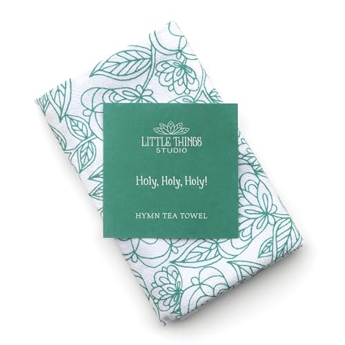 Little Things Studio hymn Towel - Holy Holy Holy, Muted Teal Green, 20 x 24 - color: Holy Holy Holy – Muted Teal Green