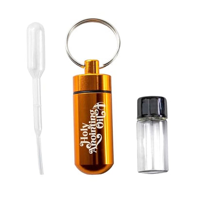 Logos Trading Post Anointing Oil Bottle with Gold Keychain Container - color: Yellow