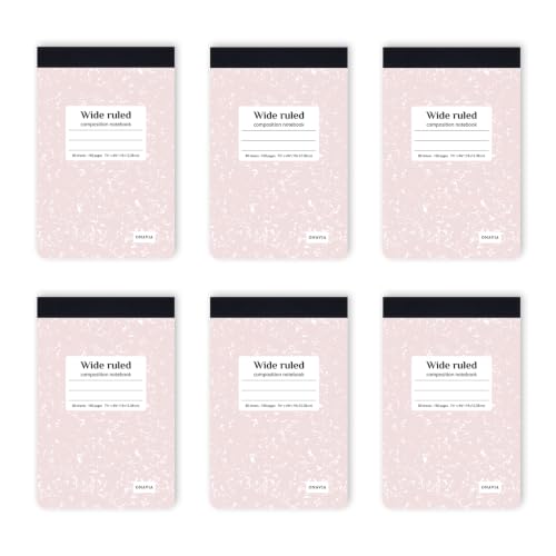 ONAVIA Pink Mini Composition Notebooks, Wide Ruled, 160 Pages, 6 Pack - color: Pink, size: 4.75 x 7.5"