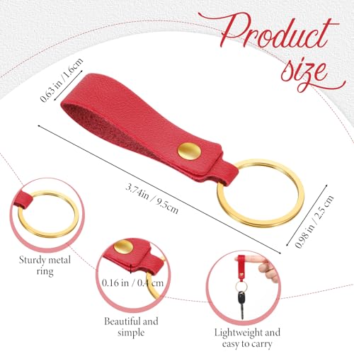 120 PCS PU Leather Keychain Blanks Bulk with Key Rings, Leather Key Fob Kit - color: Red
