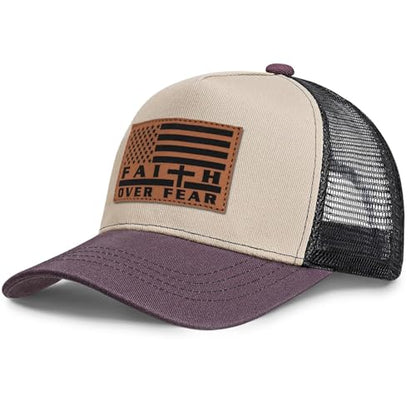 Jesus Hat Christian Gifts for Men American Flag Hats Faith Over Fear Hat Fathers Day Christmas Birthday Gifts for Friend - color: Burgundy