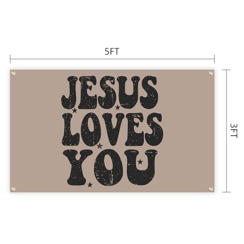 Jesus Loves You Tapestry 3X5 Ft Funny Tapestry Decoration for College Bedroom Room Dorm Wall Aesthetic Decor