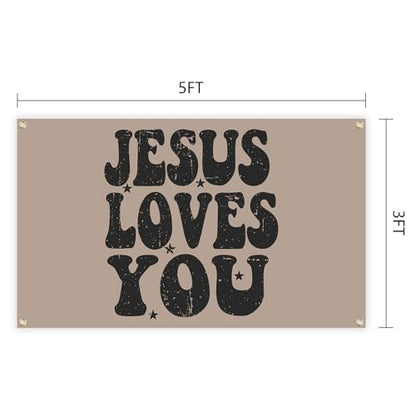 Jesus Loves You Tapestry 3X5 Ft Funny Tapestry Decoration for College Bedroom Room Dorm Wall Aesthetic Decor