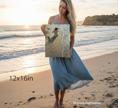 YOXORDQ Jesus Holding Woman Canvas Wall Art,12x16in Framed - color: Jesus Woman, size: 16"L x 12"W