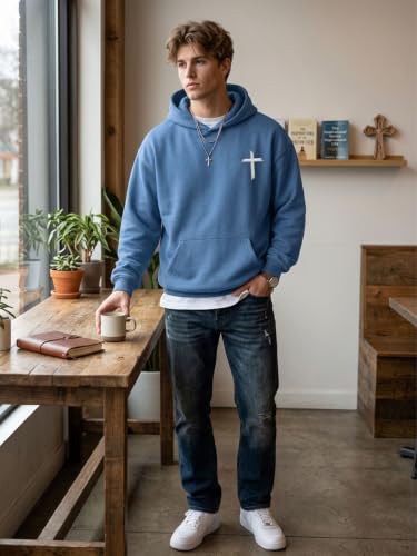 Christian Hoodies for Men Faith God's Cross Jesus Hoodie - color: Blue1, size: XX-Large