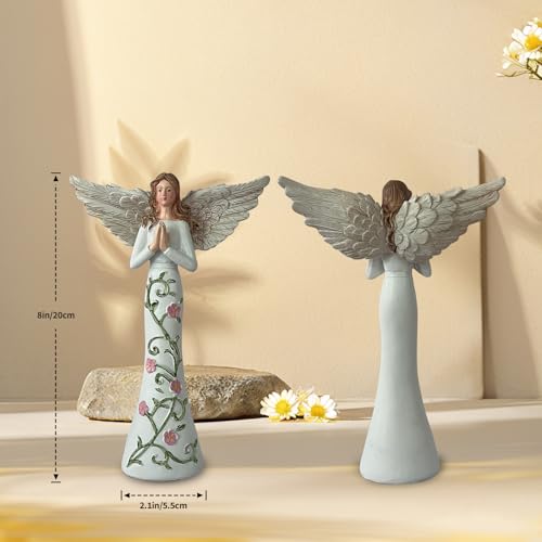 Praying Angel Figurine, Resin, Floral Vine Dress, 20 cm - size: Praying to the Angel