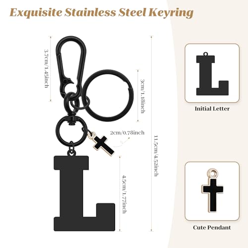 Dabihu Letter Keychain Christian Letter A-Z Alphabet Keyring for Backpack Handbag Alphabet Monogram Key Chain - color: L