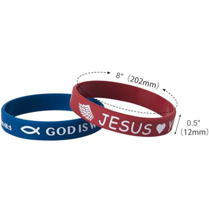Bible Verse Bracelets – 80 Pcs Bulk Jesus Silicone Wristbands - color: Dark Color