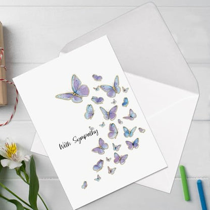 Sympathy Card with Butterflies – Elegant Condolence Card for Loss of Loved One, Minimalist Bereavement Card, Comforting Memorial Card for Grief Support - style: Card-244