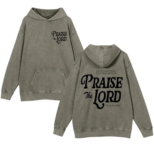 Christian Jesus Hoodies For Men Graphic Bible Verse God Hoodie Religious Faith Sweatshirt Acid Wash Vintage Pullover - color: Green, size: Large