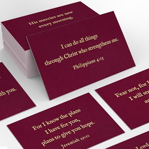 Bible Verse Cards, 60 Scripture Cards with Bible Verses - color: Burgundy