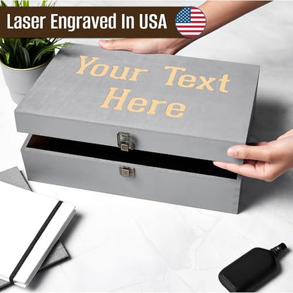 Personalized Wooden Keepsake Box, Custom Engraved Memory Box with Lid - style: 1. Your Text Here