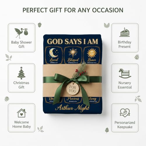 Personalized God Says I Am Space Baby Blanket, Christian Baby Blanket - color: Blue #14