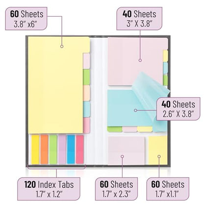 Mr. Pen- Transparent Sticky Notes Set, 380 Pack - color: Pastel 2, size: 1 Set