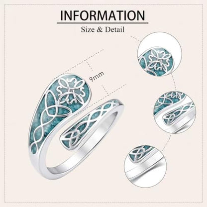 Turquoise Spoon Rings Sterling Silver Spoon Jewelry Gift For Women - color: Witches Knot