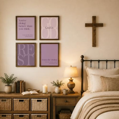 WEFKODO Purple Christian Bible Wall Art Decor Pray Posters 8x10 Unframed - color: God Good Purple