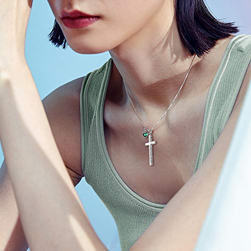 POPLYKE Cross Necklace 925 Sterling Silver Philippians 4:13 I Can Do All The Things Inspirational Necklace Gifts for Women Men 20+2'' - color: silver-05 May