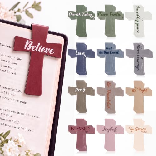Resurhang 48 Pcs Bible Magnetic Christian Bookmarks Cross, Morandi - style: Morandi