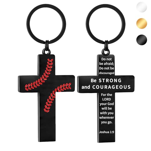 Football/Baseball/Soccer/Basketball Cross Keychain for Men Sport Gifts - color: Black, style: Baseball-joshua 1:9