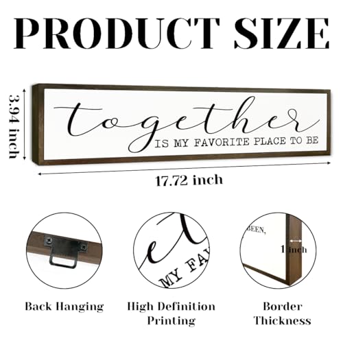 Inspirational Wood Sign, Rustic Wooden Table Signs, Warm Home Decor, Master Bedroom Wall Decor, Family Room Decor, Together is My Favorite Place to Be Sign 17.8x4x1.2 inches - color: Day Sign 17