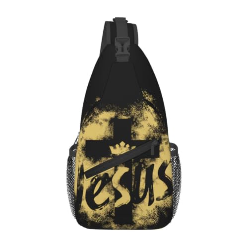 Jesus Cross Sling Backpack Travel Hiking Daypack Crossbody Sling Bag Adjustable Chest Shoulder Bag For Men Women - color: Jesus Cross 1