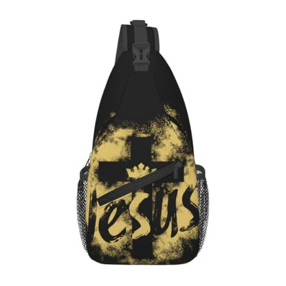 Jesus Cross Sling Backpack Travel Hiking Daypack Crossbody Sling Bag Adjustable Chest Shoulder Bag For Men Women - color: Jesus Cross 1