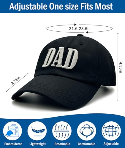 Dad Hats for Men, 3D Embroidered Dad Baseball Cap - color: Black