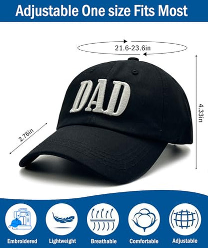 Dad Hats for Men, 3D Embroidered Dad Baseball Cap - color: Black