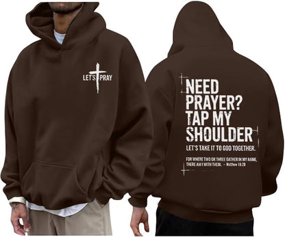 Christian Hoodies for Men Jesus Cross Casual Tops - color: Brown, size: XX-Large