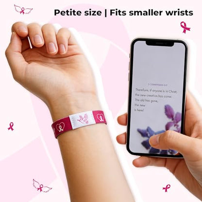 EYxsaxenk Colorful Religious Scripture Daily Bible Verse NFC Bracelets Set - color: Pink Ribbon
