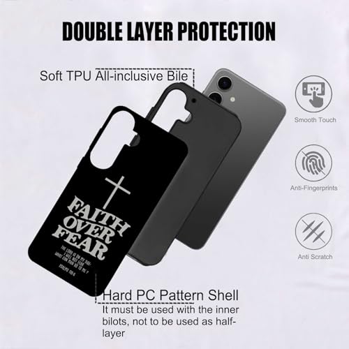 Christian Cross Faith Bible Verses Black Phone Case for Samsung Galaxy A15 5G, Shockproof Soft TPU & Hard PC Hybrid 2-Layer Protective Phone Cover for Boys Men Girls Women - color: Black, size: Galaxy A15