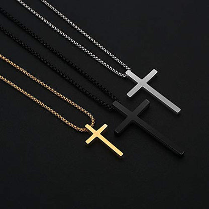 M MOOHAM Cross Necklace for Men Teen Boys 16-30 Inch - color: "Gold: Cross Pendant 1.7"*1.0"
