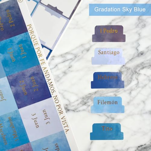 Vorscrin-Laminated Bible Tabs for Women and Men, Gold Foil Lettering Design, Reposition and Large Print Stickers, Bible Study Supplies, 90 Chapters Labels for Easy Navigation (Spanish Sky Blue) - color: Spanish Sky Blue
