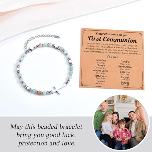 Christian Cross Bracelet for Girls Women, Easter Basket Stuffers - color: First Communion