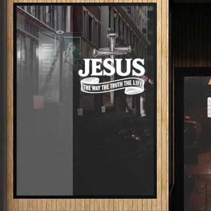 Premium Jesus The Way The Truth The Life Car Decal – Christian Cross Sticker, Faith Vinyl Decal for Car, Truck, Laptop, Christian Gift (Size 9x9 inches) - size: Size 9x9 inches