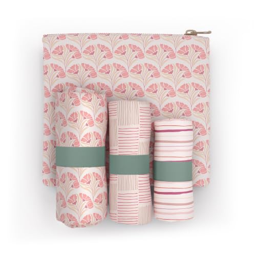 Pure Sage Reusable Grocery Bag - Stylish Shopping Bags for Groceries - Foldable Tote Bag - color: Rose