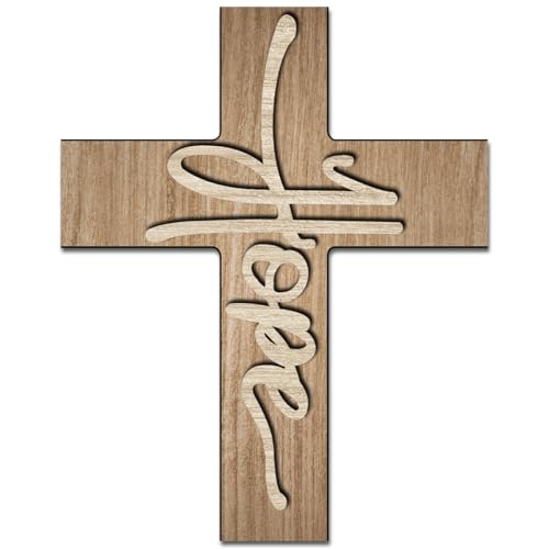 Hope Biblical Verse Cross Wall Decor - Christian Wooden Cross - Christian Wooden Hanging Decorations for Home Easter Christmas Farmhouse Kids Room, 8x10 Inches -A07 - color: D Hope