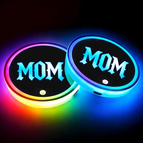 Mom Style Car LED Cup Holder Lights Vibration Sensor Cups Coasters - color: Mom