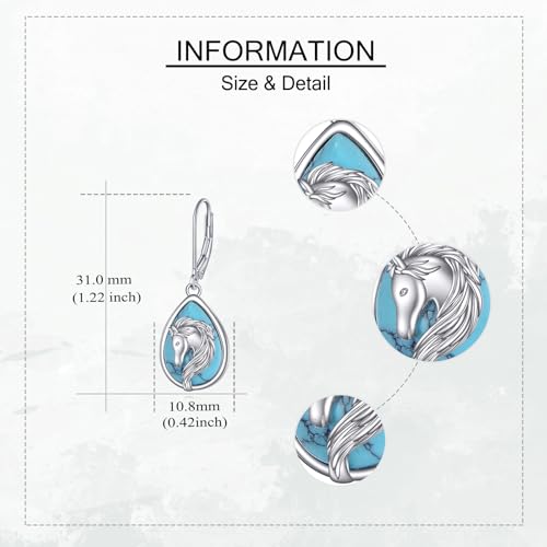 Crab/Mushroom/Lobster/Bat/Angler Fish/Tiger/Elephant/Jellyfish/Flamingo/Scorpion Earrings Dangling Sterling Silver Created Blue Opal Earrings Jewelry Gifts for Women Girls… - style: Horse