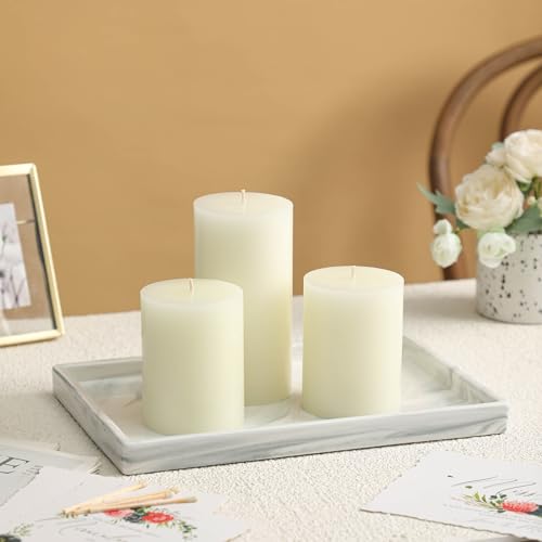 3x4 Inch White Pillar Candles Set of 3, Hand-Poured Unscented Pillar Candle - color: White, size: 3x4