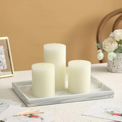 3x4 Inch White Pillar Candles Set of 3, Hand-Poured Unscented Pillar Candle - color: White, size: 3x4