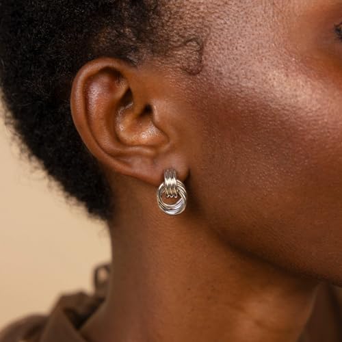 14K Gold Earring Cross Waterdrop Butterfly Heart Knot Earrings for Women Gold Silver Cross Leverback Drop Gold Silver Teardrop Hoop Dangle Earring White Gold Dangle Drop Earring - color: Silver-Statement Knot Dangle Earring