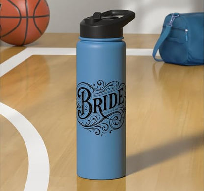 Elegant Bride Calligraphy Future Mrs. Wedding Design Stainless Steel Insulated Water Bottle - color: Light Blue