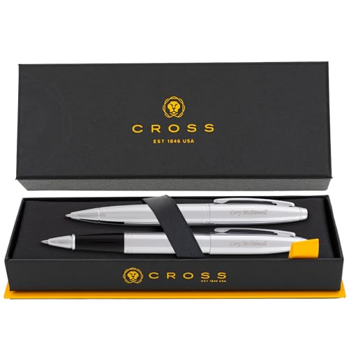 Cross Calais Personalized Ballpoint and Rollerball Pen Set in Chrome Finish