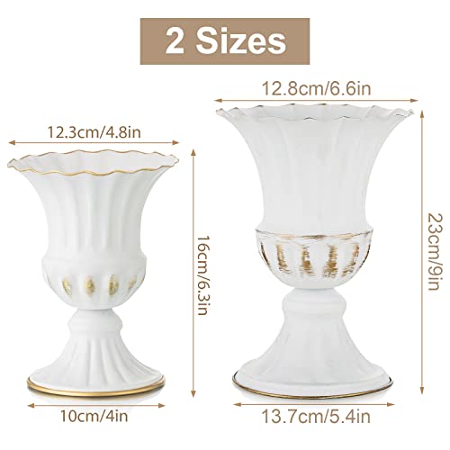 Sziqiqi White Metal Vase for Centerpiece, Table Flower Arrangements, 10Pcs - color: White, size: 9in-10pcs