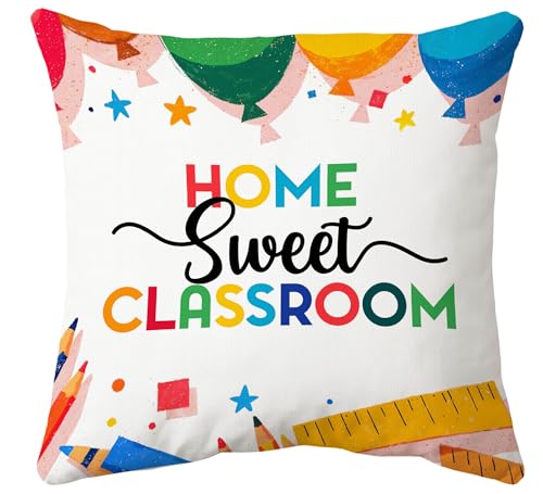 Voatok Classroom Pillow Cover 18x18, Home Sweet Classroom Decorative Throw Pillow Cover Pillowcases Decorations for Kids Toddler Room Bedroom Playroom Sofa Bed Couch Decor - color: Classroom-1