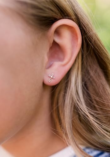 Cherished Moments Cross Earrings, .925 Sterling Silver or 14k Gold-Plated - color: SM Silver Pink