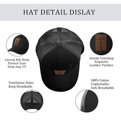 Christian Hats for Men & WomenJesus Cross HatChristianReligious GiftsforVarious Festivals&BirthdaysFaith Baseball/Trucker Cap - color: Black Faith