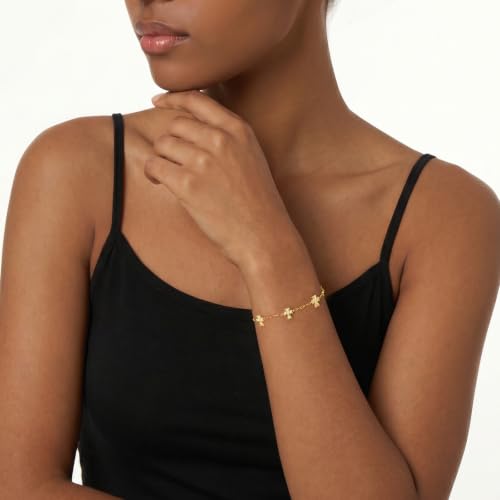 Cicy Bell Cross Bracelets For Women 24k Gold Plated Cubic Zirconia Bracelet - color: Gold-D