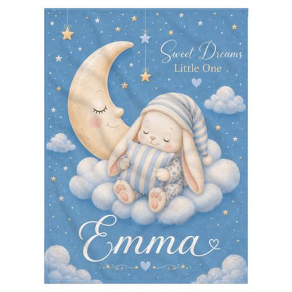 Personalized Baby Blanket With Name, Custom Baby Blankets Gift for Boy Girl - color: Cloud Blue, size: Bunny